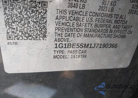 2018 Chevrolet Cruze Lt Auto z USA, uszkodzony, nr VIN 1G1BE5SM1J7190366